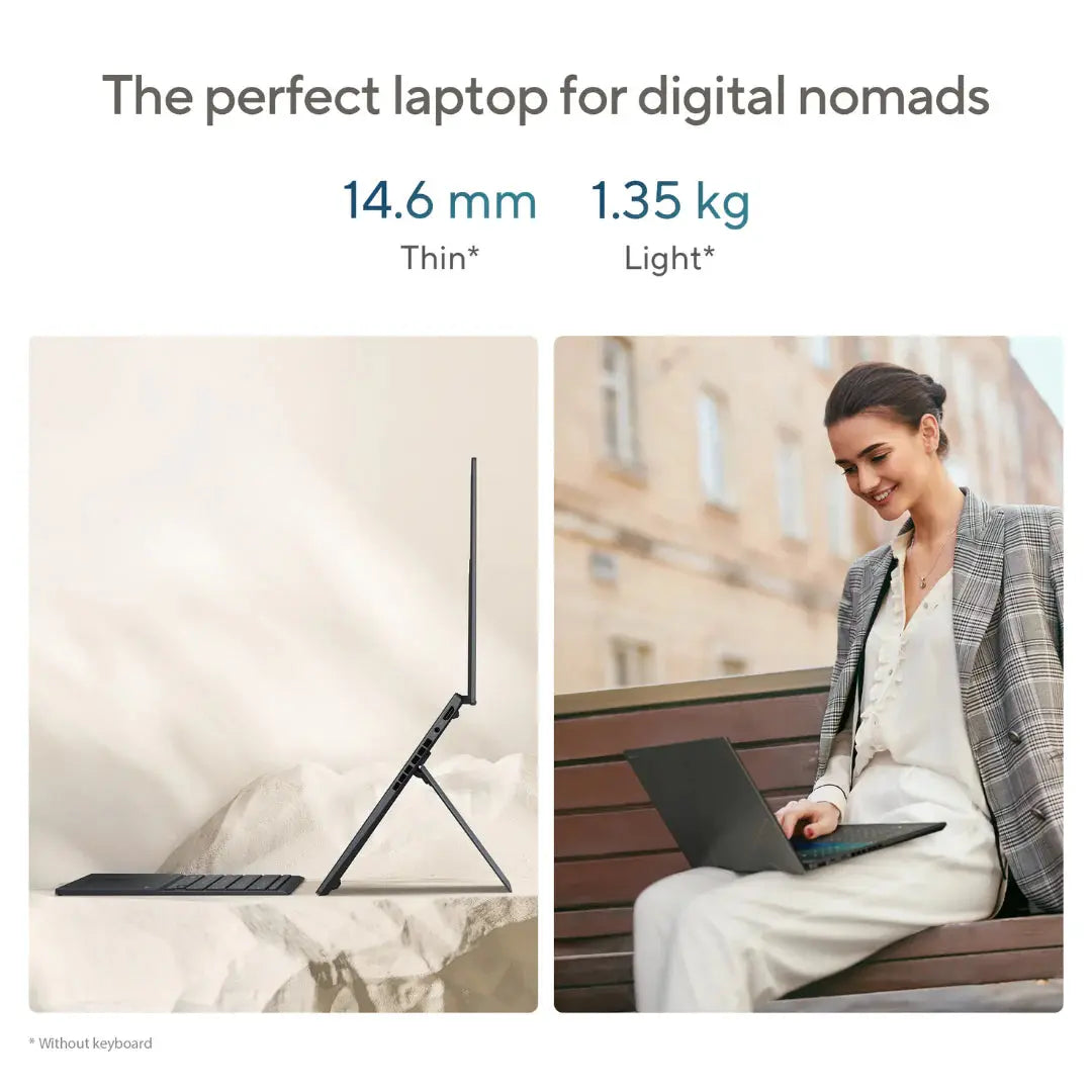 ASUS Zenbook Duo UX8406M, Intel Core Ultra 9 185H, RAM 32GB, SSD 1TB, Intel Arc Graphics, 14.0 3K (2880x1800) OLED 120Hz Touch Screen, Inkwell Gray  المتحدة للألكترونيات