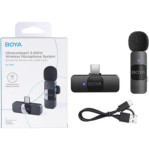 BOYA BY-V10 Ultracompact Wireless Microphone System with USB-C Connector for Mobile Devices (2.4 GHz) المتحدة للألكترونيات