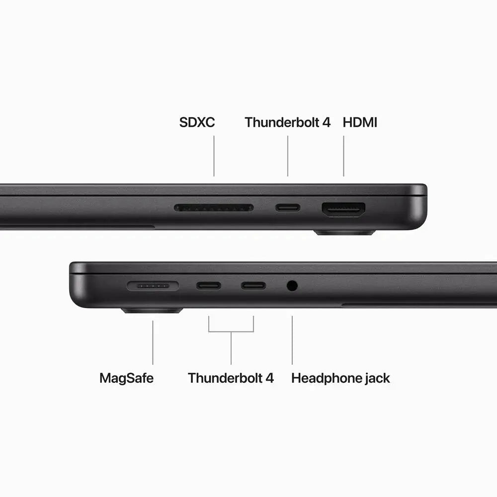 Apple 14.2" MacBook Pro M3 chip 11‑core CPU - 18GB RAM - 512GB SSD - 14‑core GPU (Space Black) - المتحدة للألكترونيات