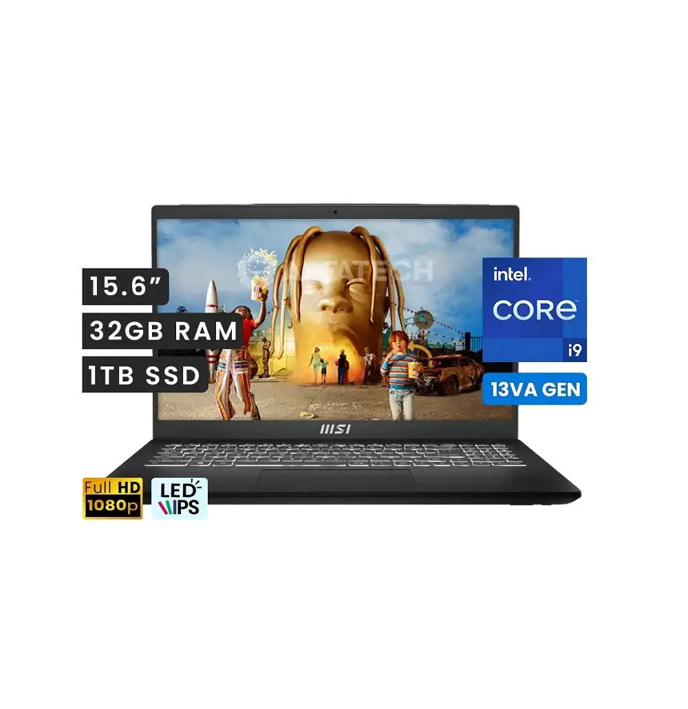 MSI Modern 15 H B13M-010US, Intel Core i9-13900H, RAM 32GB, 1TB SSD, Intel® Iris Xe, 15.6 FHD IPS 60Hz, Classic Black  المتحدة للألكترونيات