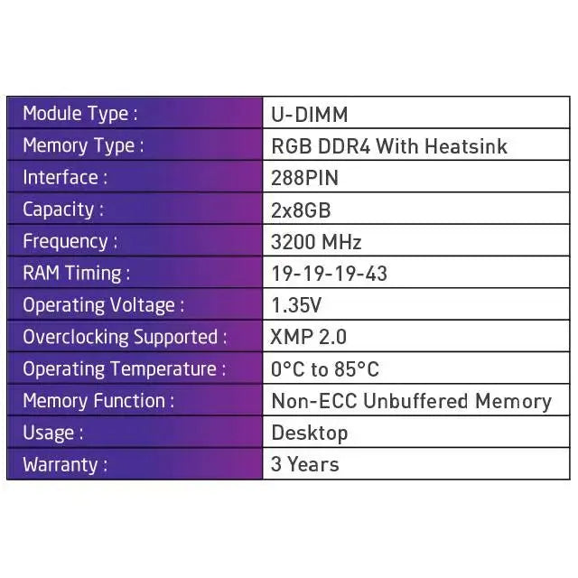 Black Wolf: RGB DDR4 RAM (2x8GB-3200 MHz) - المتحدة للألكترونيات