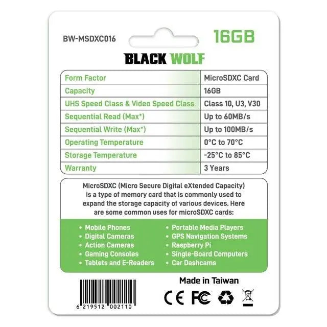 Black Wolf : MicroSDXC Card (16GB)  المتحدة للألكترونيات