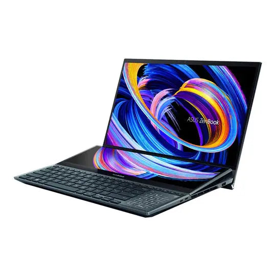 ASUS Zenbook Pro Duo 15 ux582zw-xb99t, Intel Core i9-12900H, RAM 32GB, 1TB SSD, RTX 3070Ti 8GB, 15.6'' OLED 4K TP WV Touch, Celestial Blue - المتحدة للألكترونيات