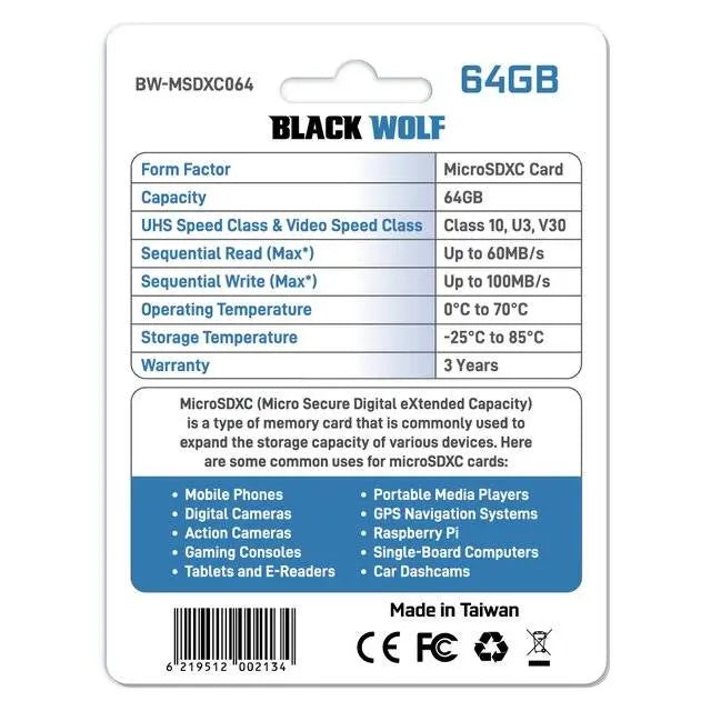 Black Wolf : MicroSDXC Card (64GB)  المتحدة للألكترونيات