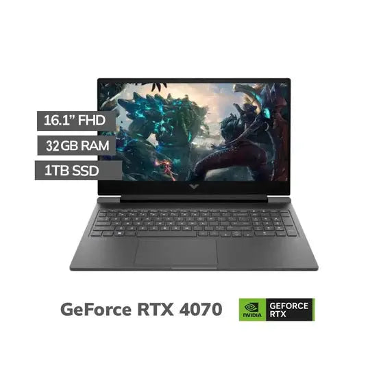 HP Victus 16-R0085CL, Intel Core i7-13700H, RAM 32GB (16x2), SSD 1TB NVMe, NVIDIA RTX 4070 8GB, 16.1 FHD IPS 144Hz, Mica Silver - المتحدة للألكترونيات