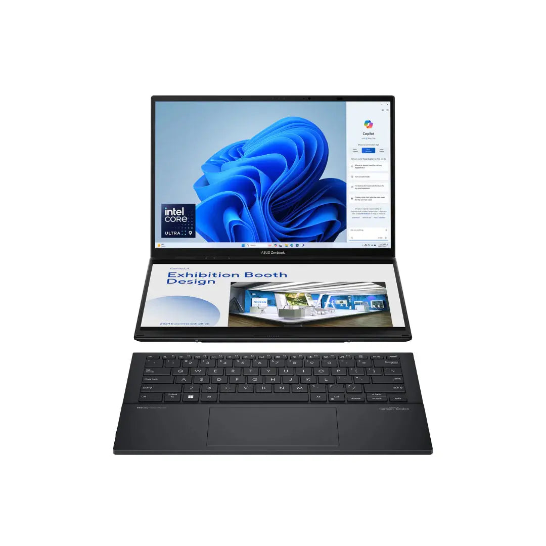 ASUS Zenbook Duo UX8406M, Intel Core Ultra 9 185H, RAM 32GB, SSD 1TB, Intel Arc Graphics, 14.0 3K (2880x1800) OLED 120Hz Touch Screen, Inkwell Gray  المتحدة للألكترونيات