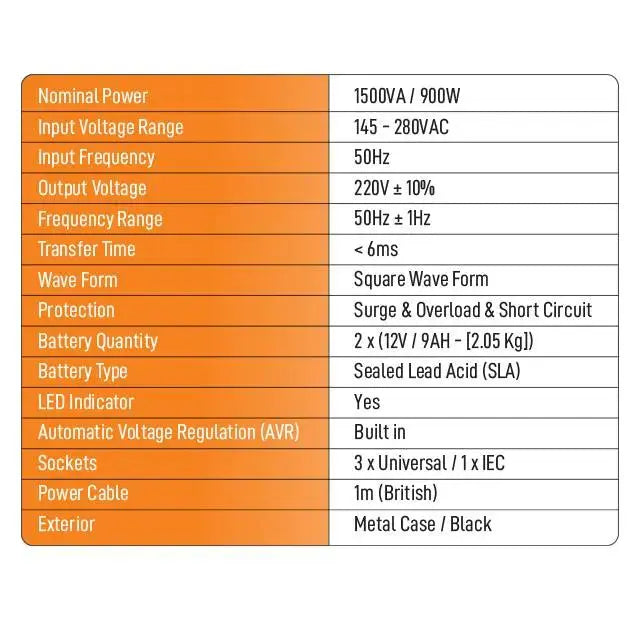 Tiger UPS 1500VA (TU-1500) - المتحدة للألكترونيات