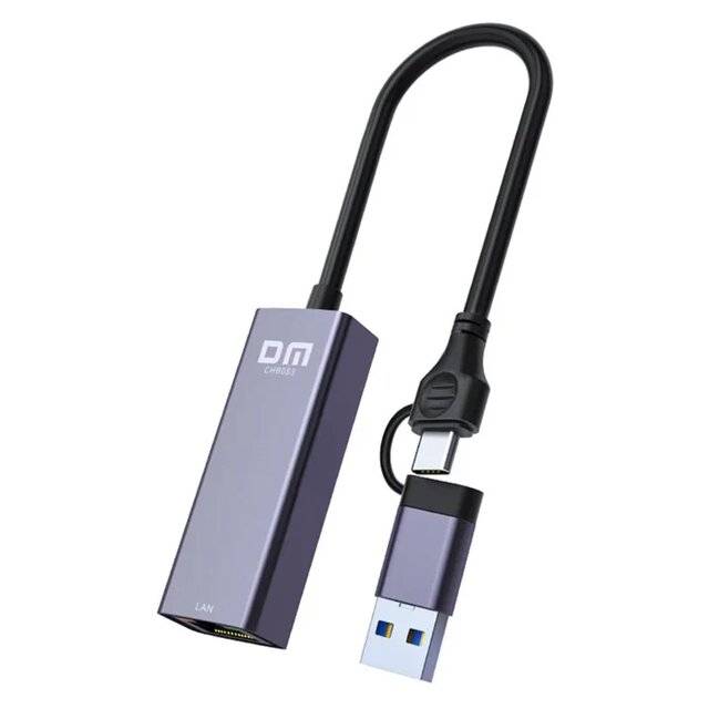 DM CHB083 USB-C/USB-A to LAN Network Adapter 1000Mbps