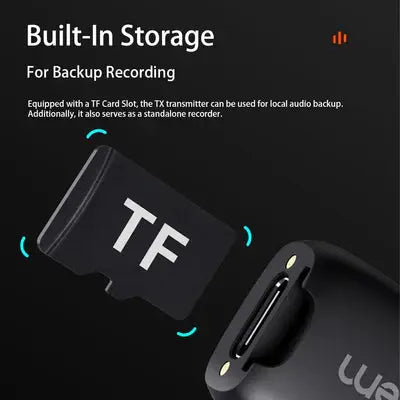 Hohem MIC-01 2.4G ميكروفون لاسلكي Lavalier لأجهزة Android الذكية وكاميرا الكمبيوتر المحمول والكمبيوتر اللوحي، 3 مستويات لإلغاء الضوضاء فتحة بطاقة TF مدمجة للتحكم عن بعد في الغالق (1TX+1RX)  المتحدة للألكترونيات