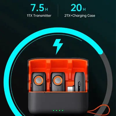 Hohem MIC-01 ميكروفون لاسلكي Lavalier لكاميرا هاتف Android والكمبيوتر المحمول، 3 مستويات للتحكم في إلغاء الضوضاء، فتحة بطاقة TF مدمجة 48 كيلو هرتز 16 بت، ميكروفون مغناطيسي لمقابلة Vlog TikTok Live  المتحدة للألكترونيات