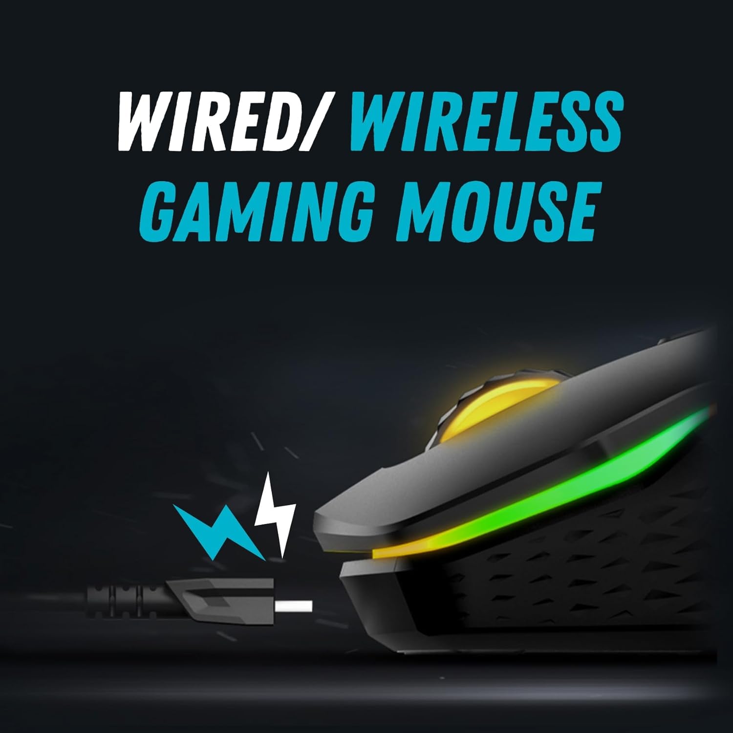 RAPOO VT200 Wired/Wireless Optical Gaming Mouse with Ergonomic Design, 5000 DPI, 7 Programmable Buttons, 1000Hz USB Polling Rate, Onboard Memory, RGB Backlight & Braided Cable.