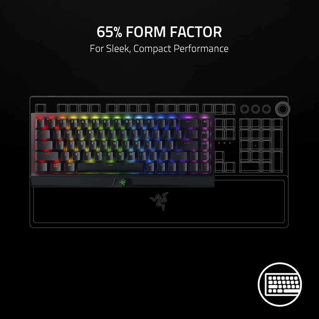 Razer BlackWidow V3 Mini Hyperspeed - 65% Wireless Mechanical Gaming Keyboard (Yellow Switch) I Razer Chroma RGB customizable backlighting ( En )
