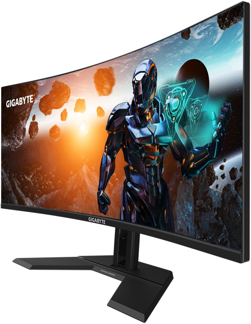 Gigabyte GS34WQC 34" 120Hz 1440P Curved Gaming Monitor, 3440x1440 VA 1500R Display, 1ms (MPRT) Response Time, HDR Ready, FreeSync Premium, 1x Display Port 1.4, 2X HDMI 2.0,Black