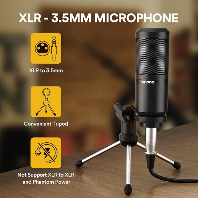 MAONO Podcast Equipment Bundle Audio mixer All-in-One Podcast Production Studio with 3.5mm Microphone for Live Streaming, Podcast Recording, PC, Smartphone, DJ MaonoCaster Lite (AU-AM200-S1)