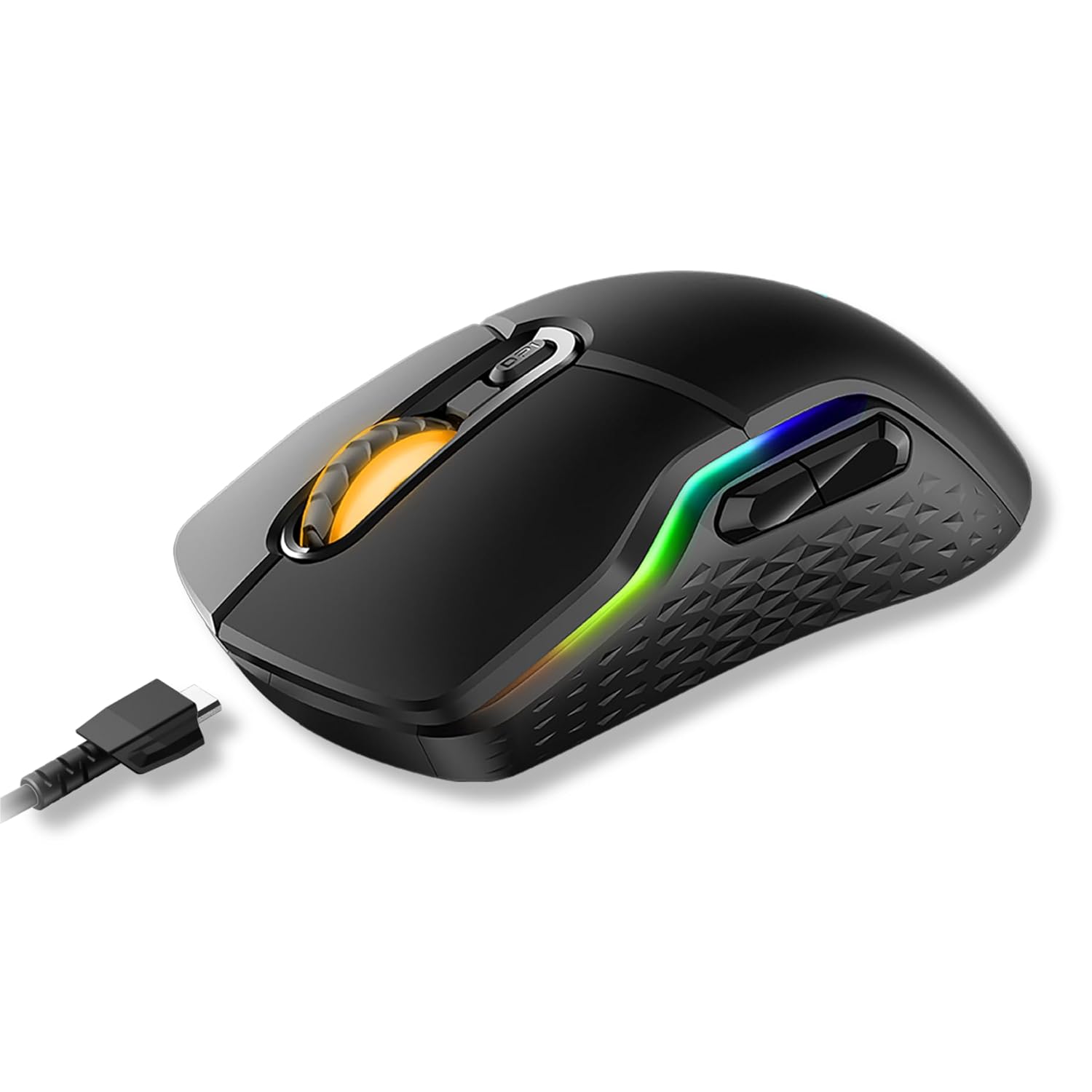 RAPOO VT200 Wired/Wireless Optical Gaming Mouse with Ergonomic Design, 5000 DPI, 7 Programmable Buttons, 1000Hz USB Polling Rate, Onboard Memory, RGB Backlight & Braided Cable.
