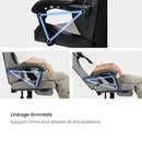 Avetron GC501 Comfy Fabric Gaming Chair – Ergonomic Design, Linkage Armrests, 135° Recline, 120mm Class 3 Gas Lift, 150kg Capacity, Grey