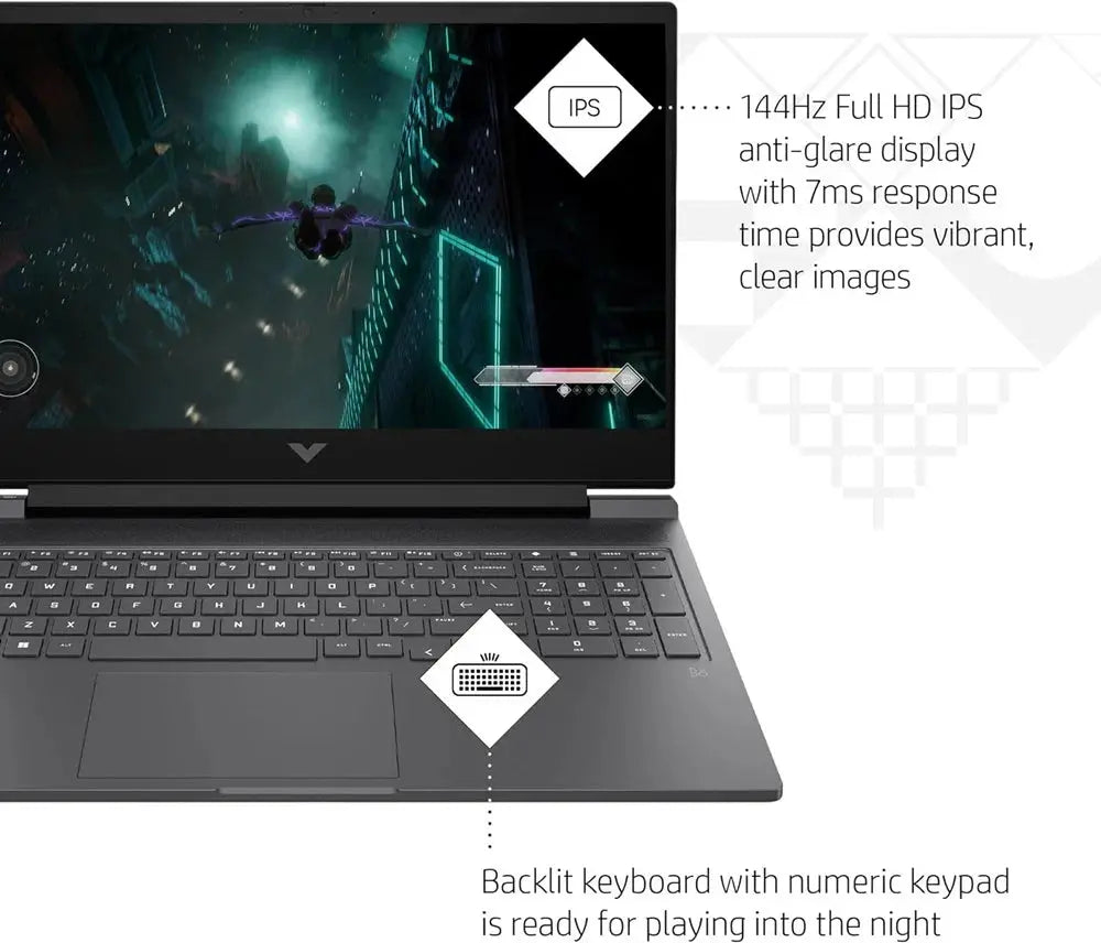 HP Victus 16-R0085CL, Intel Core i7-13700H, RAM 16GB, SSD 1TB NVMe, NVIDIA RTX 4070 8GB, 16.1 FHD IPS 144Hz, Mica Silver - المتحدة للألكترونيات