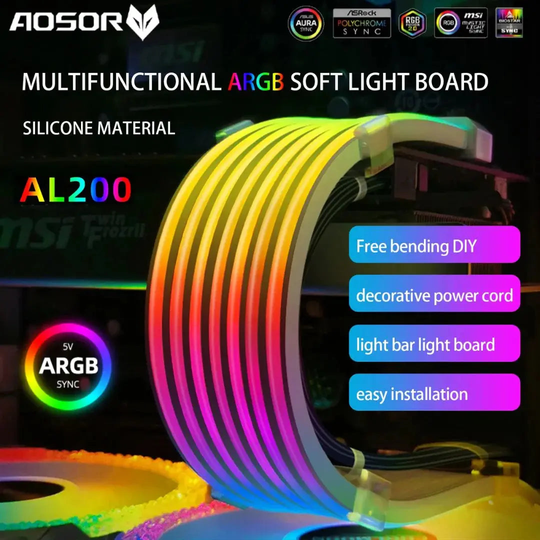 Aosor Power Supply Sleeved Cable PSU Extension Cable Kit ARGB ( 24 + 8 Pin ) - المتحدة للألكترونيات
