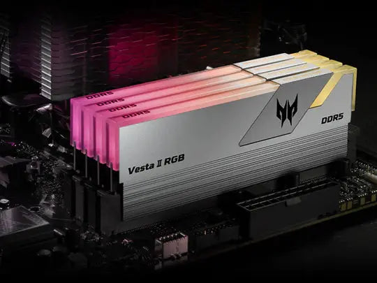 Acer Predator Vesta II DDR5 RGB RAM 64GB (32GBx2) 6000MHz - CL30 Silver, XMP & EXPO - المتحدة للألكترونيات