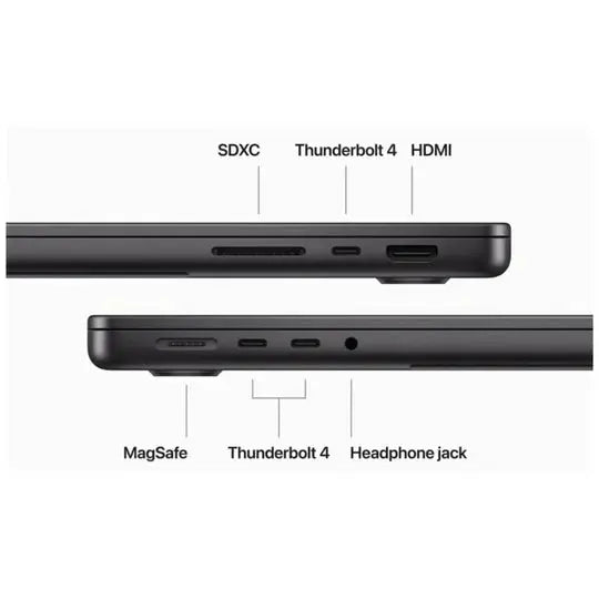 Apple MacBook Pro MRX43AB/A A2992, M3 Pro chip, RAM 18GB, SSD 1TB, 14.0 (3024 x 1964) Retina XDR Display, Space Black  المتحدة للألكترونيات