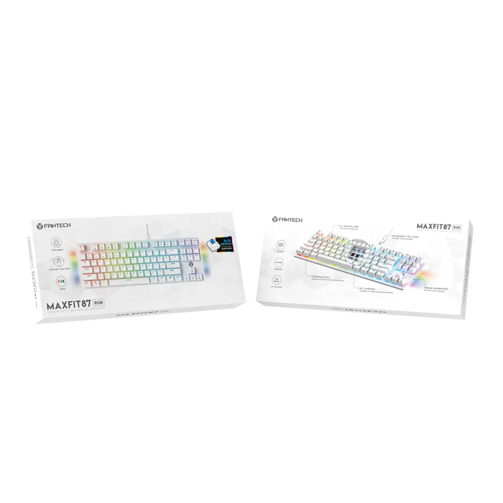 Fantech Maxfit87 Rgb Mechanical Keyboard - Mk856 White كيبورد فانتك ميكانيكي - المتحدة للألكترونيات