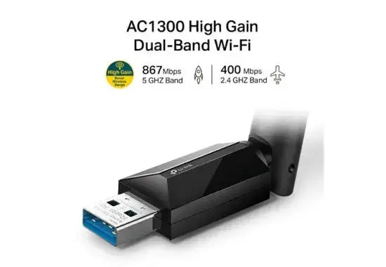 tp-link Archer T3U Plus AC1300 Wireless Dual Band USB Adapter- محول وايفاي لاسلكي - المتحدة للألكترونيات