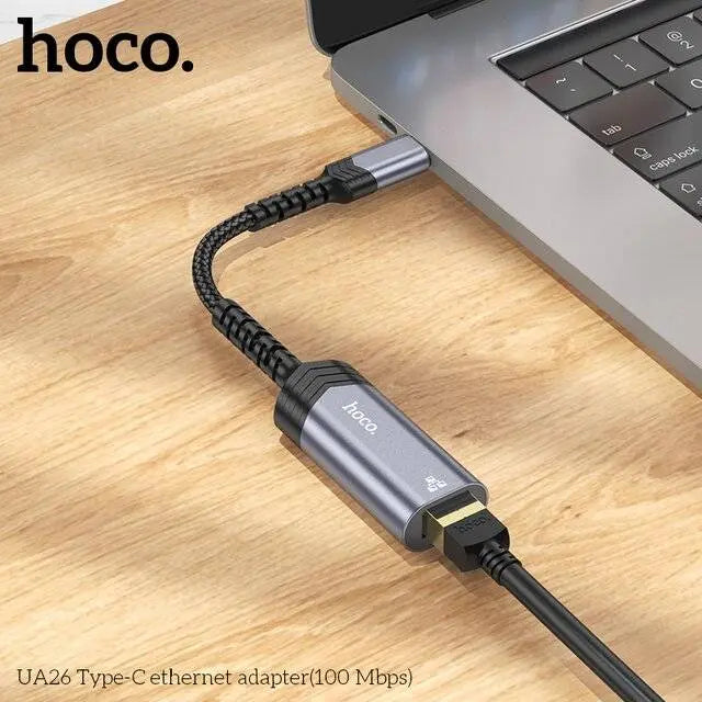 Hoco UA26 USB-C to RJ45 (OTG Ethernet Adapter)  محولة - المتحدة للألكترونيات