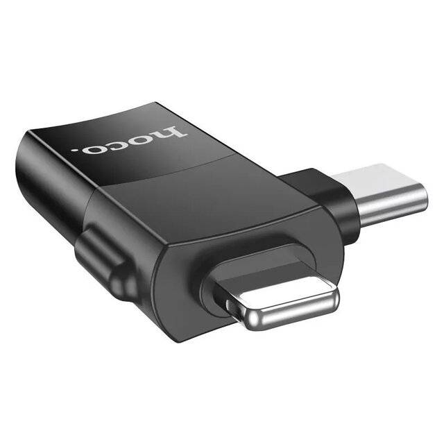 Hoco 2-in1 OTG (iPhone/USB-C) Male to USB-A Female [UA17]