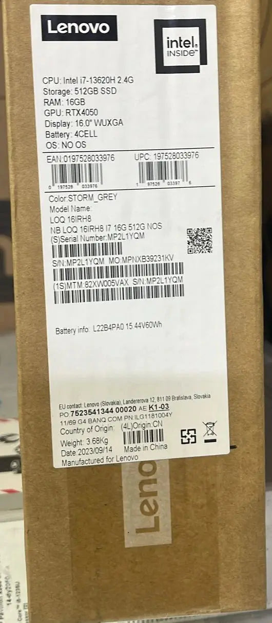 Lenovo LOQ 16IRH8, Intel Core i7-13620H, RAM 16GB, 512GB SSD NVMe, RTX 4050 6GB, 16.0 WUXGA 144Hz IPS, Gray - المتحدة للألكترونيات