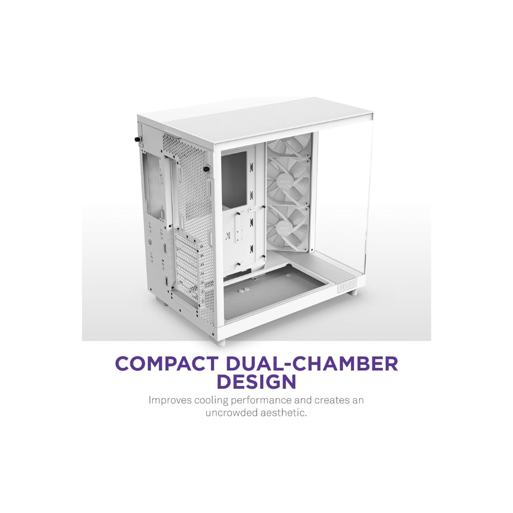 NZXT H6 FLOW RGB COMPACT DUAL-CHAMBER ATX WHITE CASE