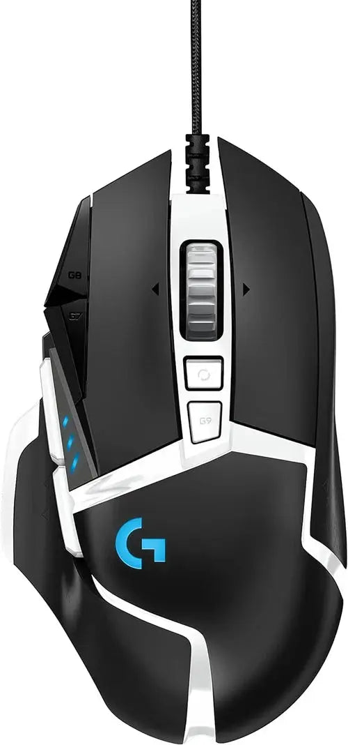 إصدار خاص من ماوس الألعاب Logitech G502 Hero عالي الأداء، مستشعر Hero 16K، 16000 نقطة في البوصة، RGB، أوزان قابلة للتعديل، 11 زرًا قابلاً للبرمجة، ذاكرة داخلية، جهاز الكمبيوتر/Mac - أسود/أبيض  المتحدة للألكترونيات