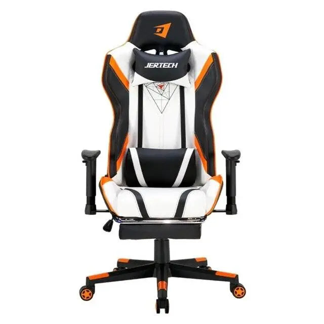 Jertech GR-101 Gaming Chair (Black, White & Orange)  المتحدة للألكترونيات