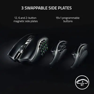 Razer Naga V2 Pro Wireless Gaming Mouse: Interchangeable Side Plate w/ 2, 6, 12 Button Configurations - Focus+ 20K DPI Optical Sensor - Fastest Gaming Mouse Switch - Chroma RGB Lighting  المتحدة للألكترونيات