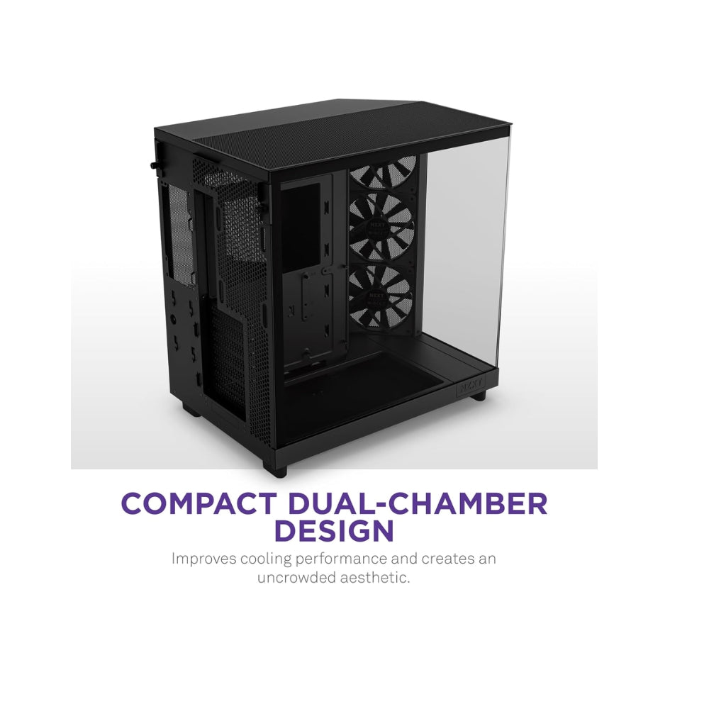 NZXT H6 FLOW COMPACT DUAL-CHAMBER ATX BLACK CASE