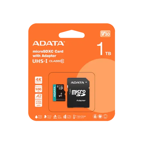 بطاقة ذاكرة ADATA Premier Pro SD 6.0 مع محول - 1 تيرابايت - microSDXC UHS-I  المتحدة للألكترونيات