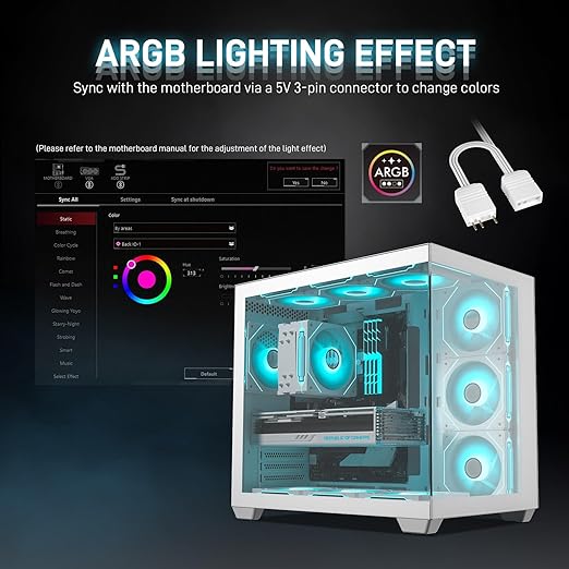 DARKROCK F120 3in1 120mm Infinite Mirror Design Case Fans with 24 LED Lights PWM Control & ARGB Effect, Hydraulic HDB Bearing for Low-Noise Operation - Suitable for Most PC Cooling Systems