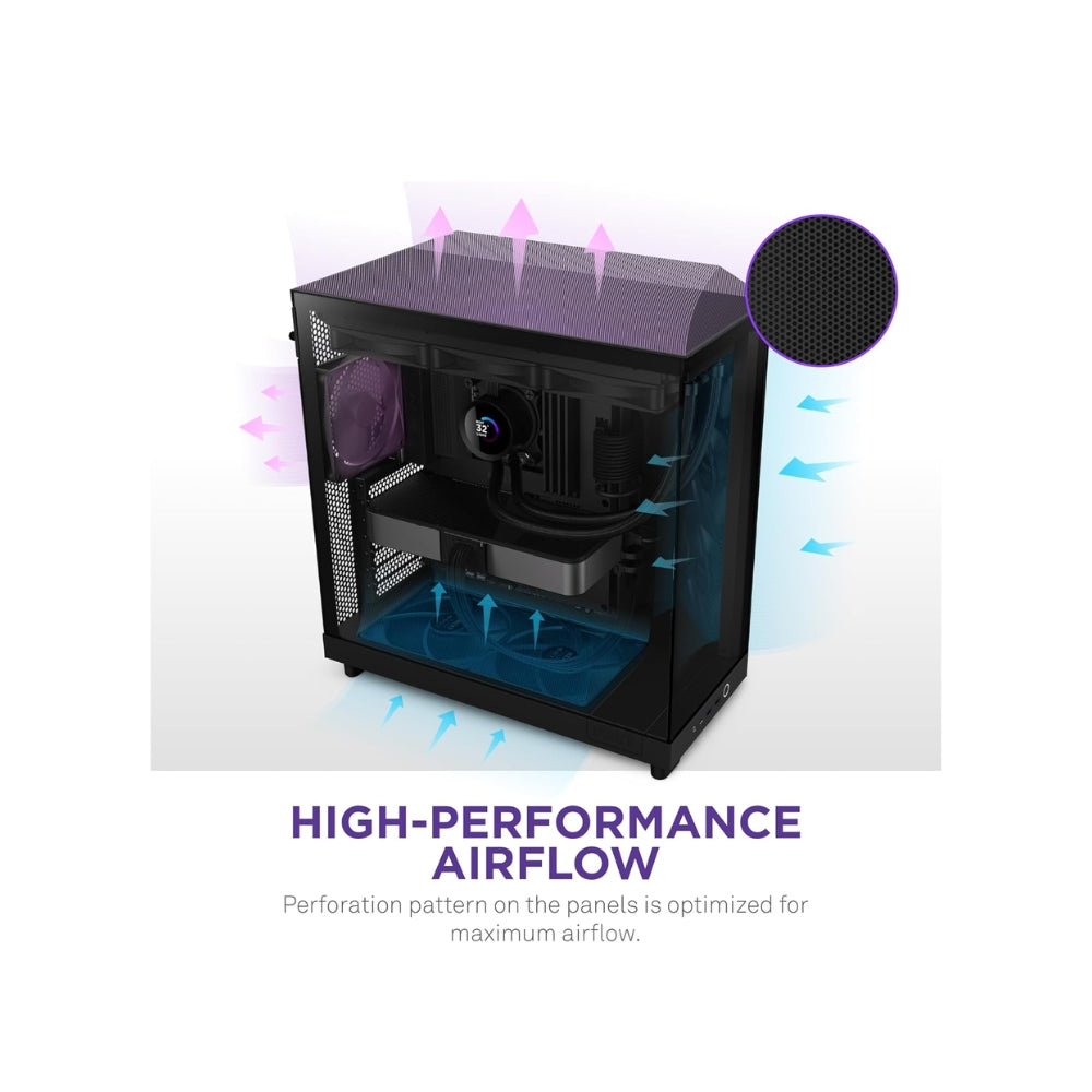 NZXT H6 FLOW COMPACT DUAL-CHAMBER ATX BLACK CASE
