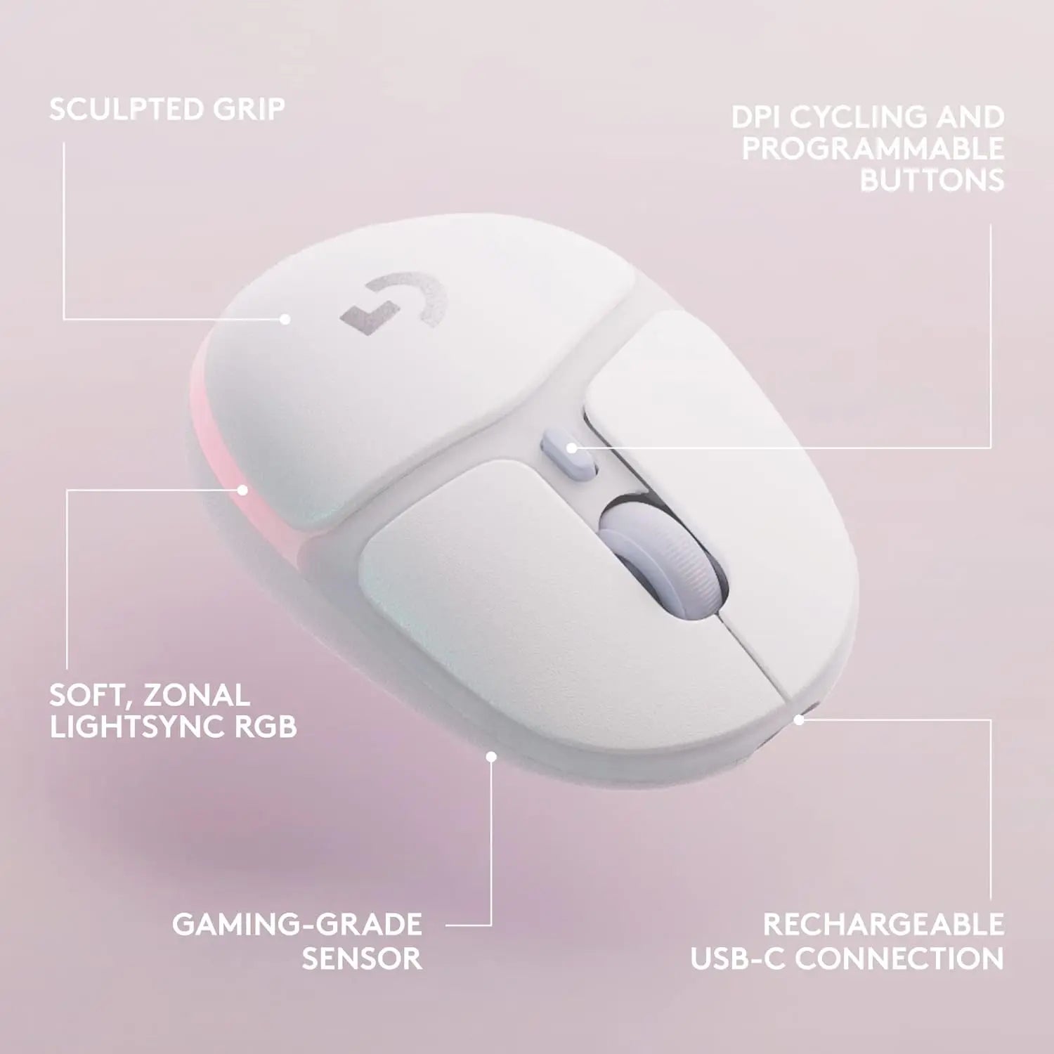 Logitech G705 Wireless Gaming Mouse, Off White ماوس كيمنك لوجتك - المتحدة للألكترونيات