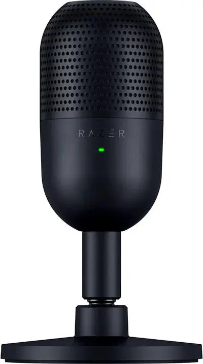 ميكروفون USB صغير Razer Seiren V3: ميكروفون مكثف - نمط التقاط فائق القلب - مستشعر النقر لكتم الصوت مع مؤشر LED - ممتص الصدمات - صغير الحجم للغاية - الكمبيوتر الشخصي، Discord، OBS Studio، XSplit -  المتحدة للألكترونيات