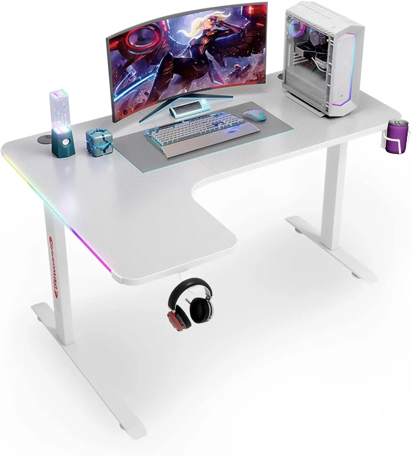 MIUZ RGB LED Gaming Desk - طاولة ألعاب زاوية بقياس 140 سم لتجربة لعب متكاملة - المتحدة للألكترونيات