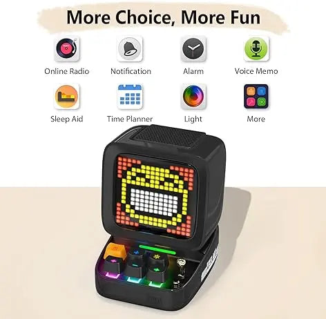 Divoom Ditoo Retro Pixel Art Game Bluetooth Speaker with 16X16 LED App Controlled Front Screen (Black) سبيكر ديتو  المتحدة للألكترونيات