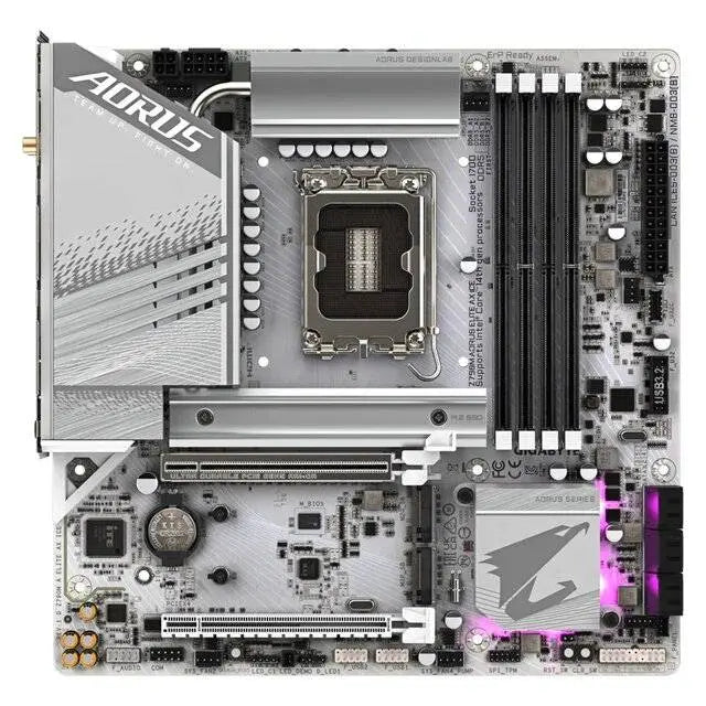 Gigabyte Z790M Aorus Elite AX Ice DDR5 Motherboard (White)  المتحدة للألكترونيات