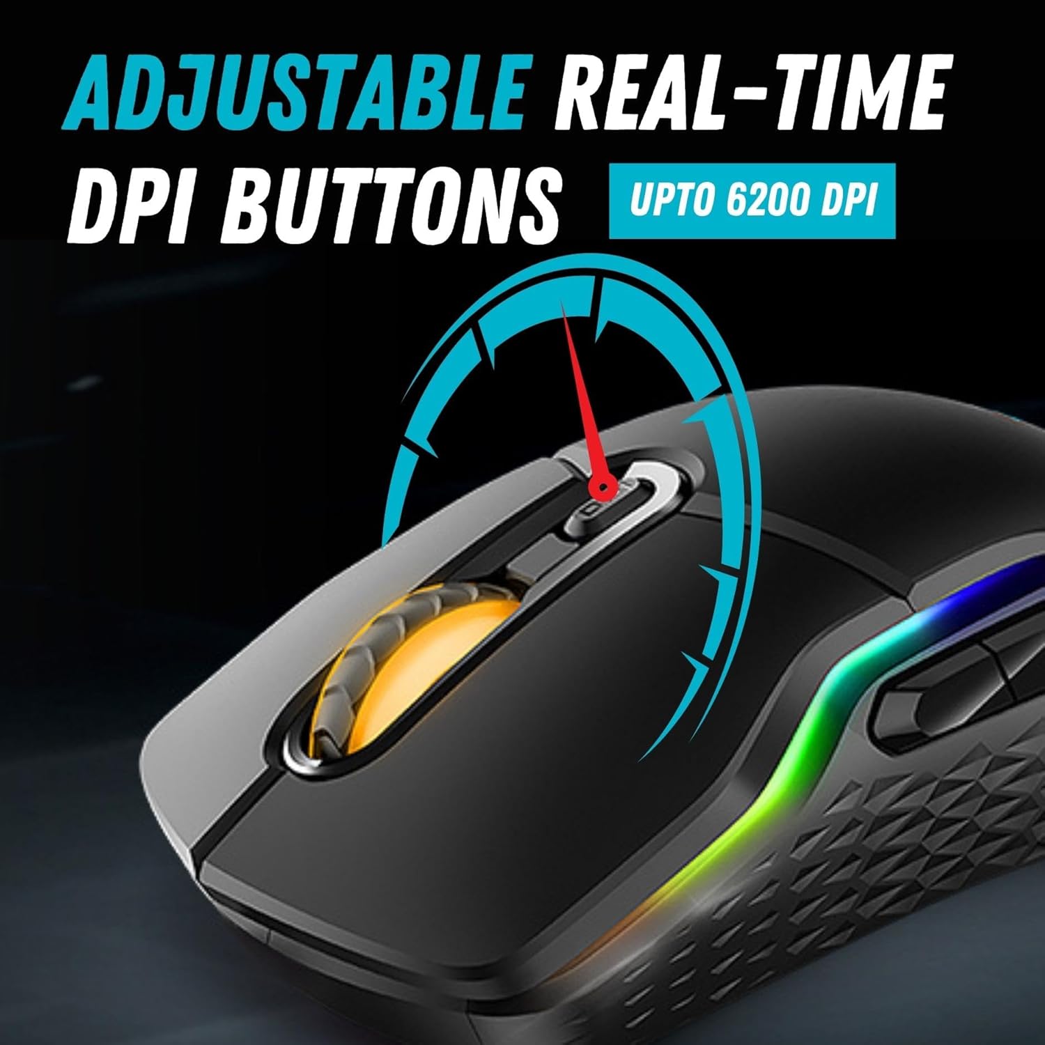 RAPOO VT200 Wired/Wireless Optical Gaming Mouse with Ergonomic Design, 5000 DPI, 7 Programmable Buttons, 1000Hz USB Polling Rate, Onboard Memory, RGB Backlight & Braided Cable.