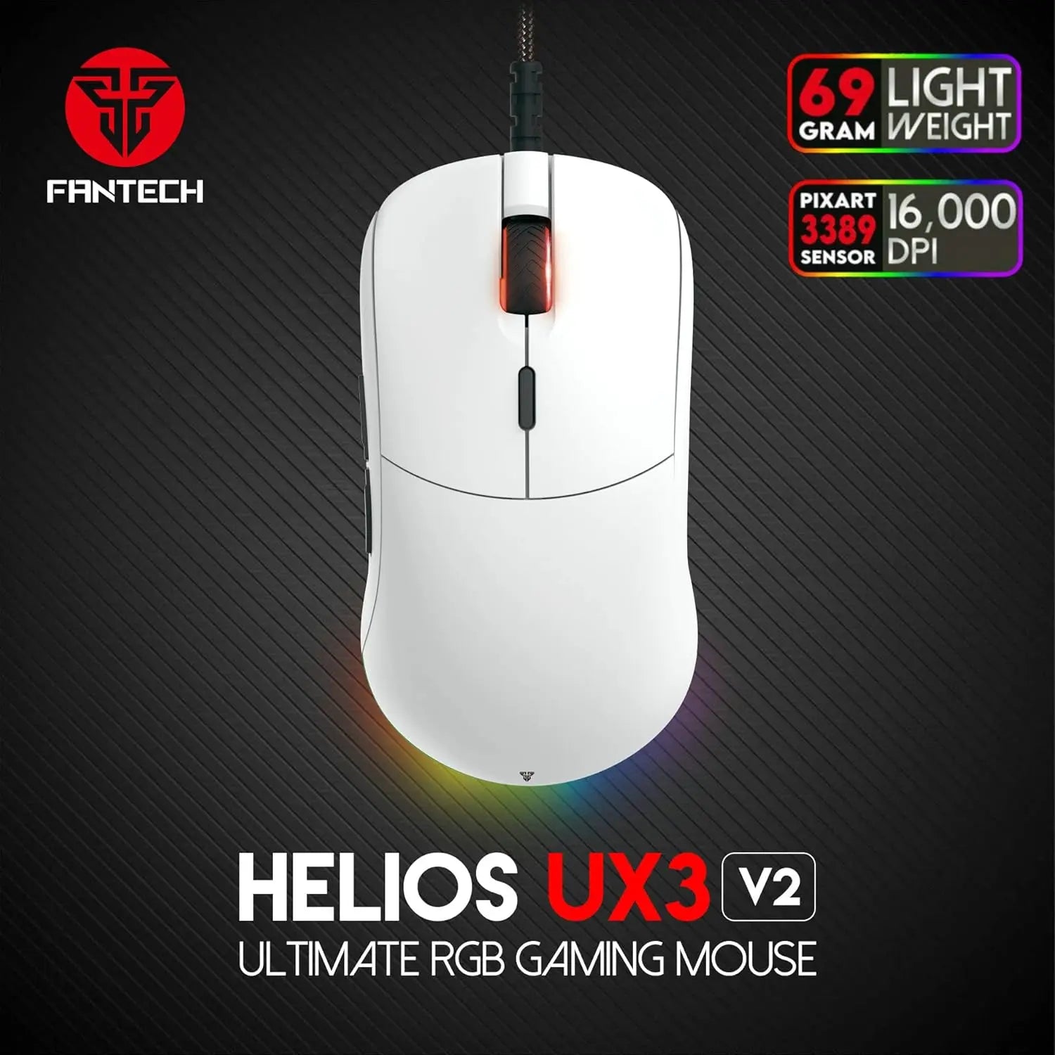 FANTECH Helios UX3V2 Symmetrical RGB Gaming ماوس فانتك كيمنك - المتحدة للألكترونيات