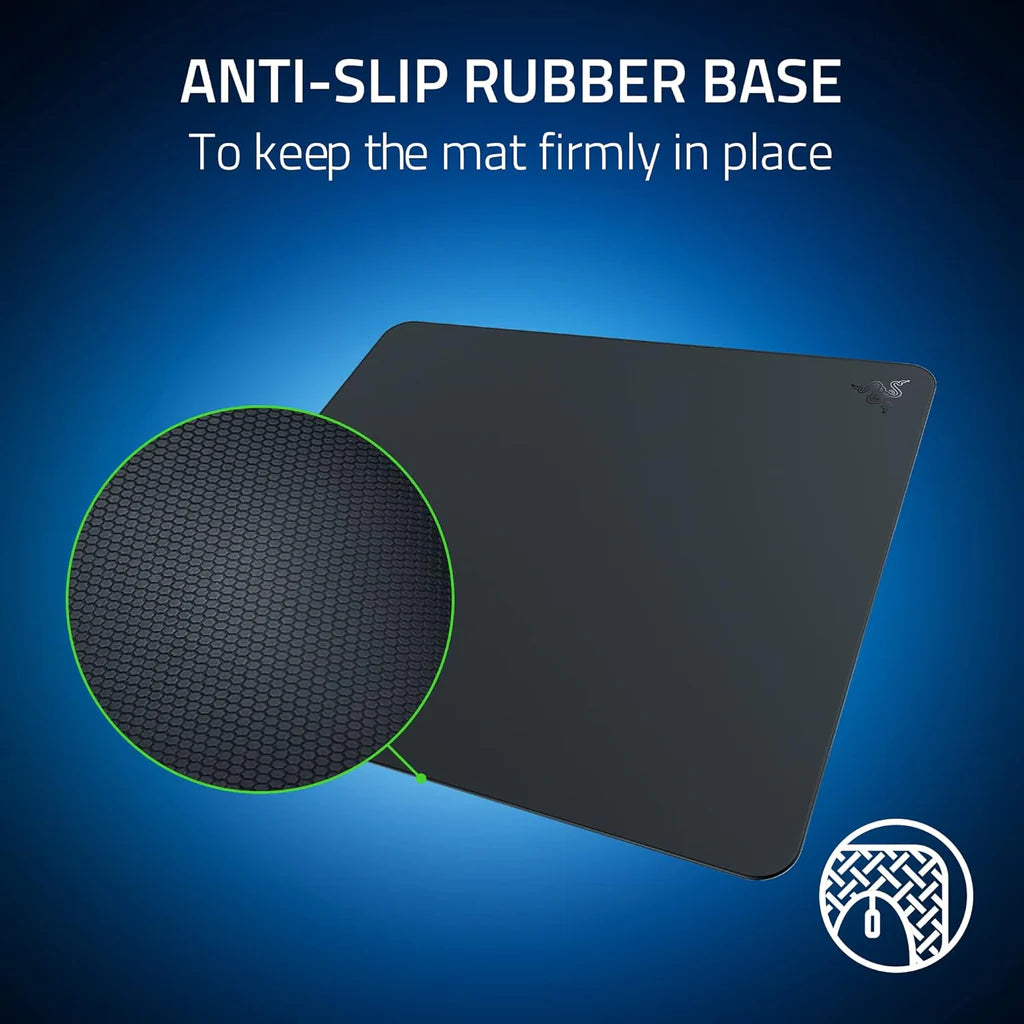Razer Atlas Tempered Glass Gaming Mouse Mat – 450×400mm, Ultra-Smooth Micro-Etched Surface, Anti-Slip Rubber Base, 5mm Thickness