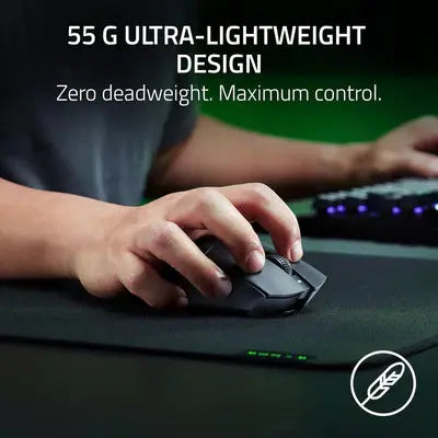 Razer DeathAdder V3 HyperSpeed Wireless Esports Gaming Mouse, 55 g Lightweight, Ergonomic & Smooth Touch Texture, Up to 100 Hr Battery, Gen 3 Optical Switches, Focus X 26K Optical Sensor - Black  المتحدة للألكترونيات