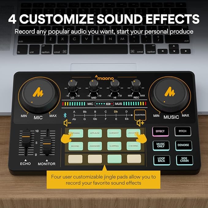 MAONO Podcast Equipment Bundle Audio mixer All-in-One Podcast Production Studio with 3.5mm Microphone for Live Streaming, Podcast Recording, PC, Smartphone, DJ MaonoCaster Lite (AU-AM200-S1)