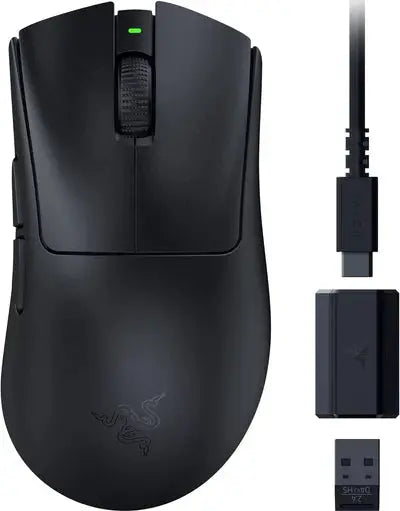 Razer DeathAdder V3 HyperSpeed Wireless Esports Gaming Mouse, 55 g Lightweight, Ergonomic & Smooth Touch Texture, Up to 100 Hr Battery, Gen 3 Optical Switches, Focus X 26K Optical Sensor - Black  المتحدة للألكترونيات