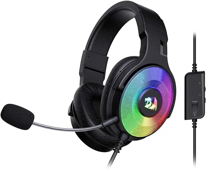 Redragon H350 RGB Wired Gaming Headset, Dynamic RGB Backlight - Stereo Surround-Sound - 50MM Drivers - Detachable Microphone, Over-Ear Headphones Works for PC/PS4/XBOX One/NS  المتحدة للألكترونيات