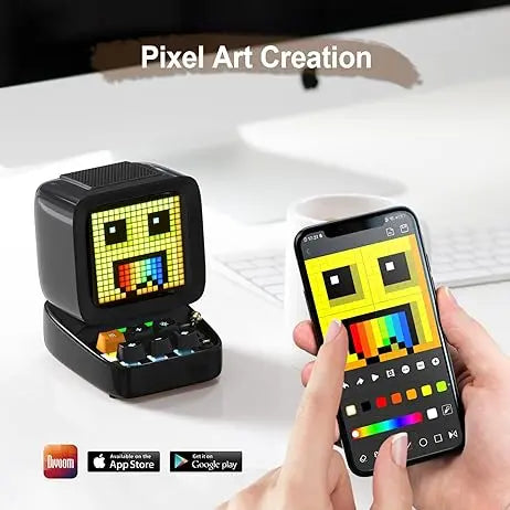 Divoom Ditoo Retro Pixel Art Game Bluetooth Speaker with 16X16 LED App Controlled Front Screen (Black) سبيكر ديتو  المتحدة للألكترونيات